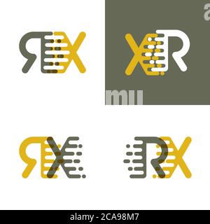 RX Buchstaben Logo mit Akzentgeschwindigkeit in braun und dunkelgelb Stock Vektor