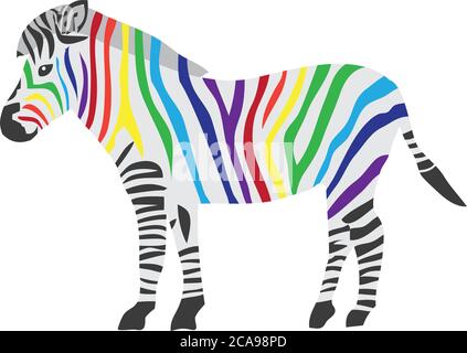 vektor-Illustration eines Regenbogen Zebra. Wilde Tier Silhouette. Stock Vektor