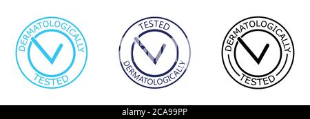 Dermatologisch getestetes Vektoretikett mit Karo-Logo. Dermatologie-Test und Dermatologe klinisch bewährte Symbol für allergiefrei und gesund sicher Stock Vektor