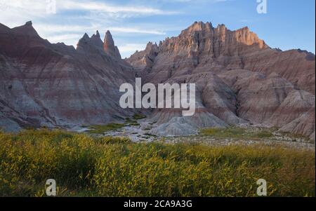 Badlands National Park: Blick von der Nähe Cedar Pass Stockfoto