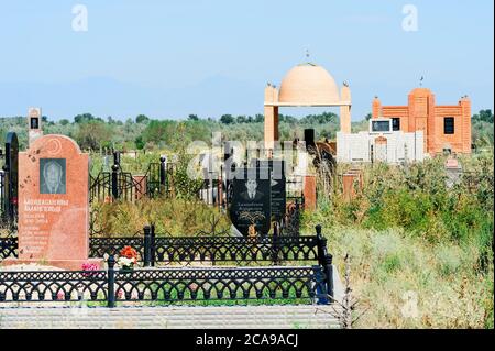 Muslimischen Friedhof, Sati Dorf, Tien-Shan-Gebirge, Kasachstan Stockfoto