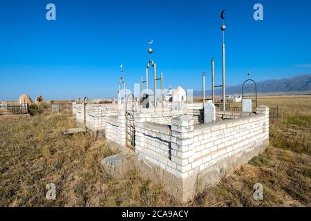 Muslimischen Friedhof, Sati Dorf, Tien-Shan-Gebirge, Kasachstan Stockfoto