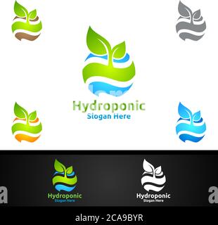 Global hydroponic Gardener Logo mit Green Garden Environment oder Botanical Agriculture Vektor Design Illustration Stock Vektor