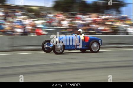 Bugatti Typ 35 bei den Monterey Historic Autorennen 1990 in Laguna Seca California USA Stockfoto