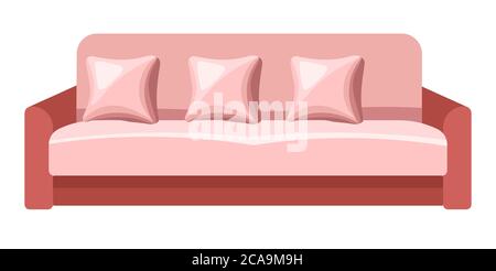 Vintage Sofa mit Kissen, Couch mit Kissen Vektor Stock Vektor