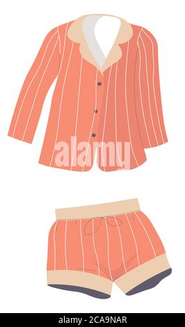 Pyjama Set aus Shorts und Shirt, Mode und Trends Stock Vektor