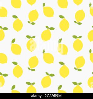 Gelbe Zitronen nahtlos flach Sommer Muster. Vektorgrafik. Stock Vektor