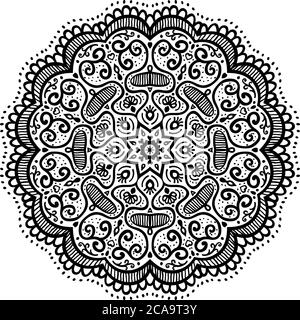 Abstraktes Rundmuster, orientalisches Mandala-Design. Vektorgrafik. Handgezeichneter Mandala-Kreis. Dekorative Elemente für Inder, Islam, Arabisch, Turkis Stock Vektor