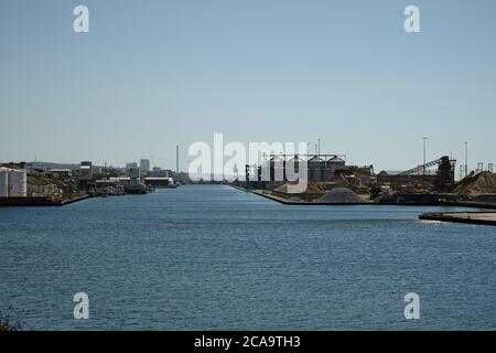 Shoreham Port ist ein blühender Handelshafen an der Südküste Englands in der Nähe von Brighton. Portslade, Southwick, Shoreham und Hove schließen sich an. Stockfoto