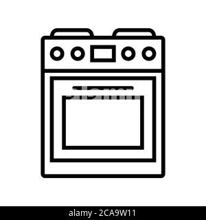 Symbol für den Ofen, Vektorzeichen isoliert auf weißem Hintergrund. Linie Art Stil Herd Symbol Vektor Illustration. Stock Vektor