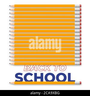 Zurück zur Schule kreatives Illustrationsdesign mit realistischem Bleistift und Text. Vektordesign. Stock Vektor