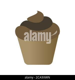 Schokolade Cupcake mit Sahne in flachen Stil Vektor-Illustration Stock Vektor