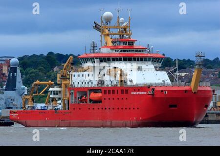 RRS Sir David Attenborough überquert zum ersten Mal den Fluss Mersey und liegt am Kreuzfahrtterminal Kredit Ian Fairbrother / Alamy Stock Photos Stockfoto