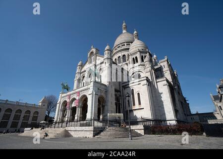 Paris, Blick auf die Basilika sacre coeur im Viertel Montmartre Stockfoto