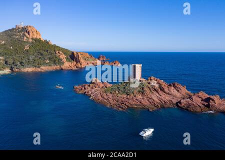 Luftaufnahme des Cap Esterel bei Saint Raphael im Departement Var, Frankreich Stockfoto