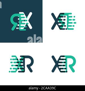 XR Buchstaben Logo mit Akzent Geschwindigkeit grün und blau Stock Vektor