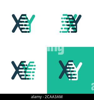 XY Buchstaben Logo mit Akzent Geschwindigkeit grün und blau Stock Vektor