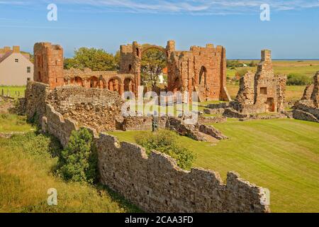 Lindisfarne Abbey Remains, Holy Island, Northumberland, England. Stockfoto