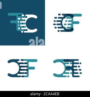 CF Buchstaben Logo mit Akzentgeschwindigkeit in hellgrün und dunkelblau Stock Vektor