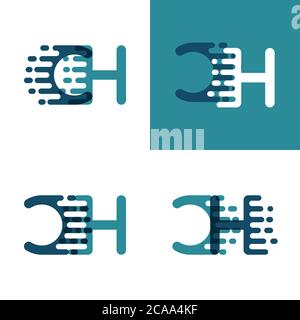 CH Buchstaben Logo mit Akzentgeschwindigkeit in hellgrün und dunkelblau Stock Vektor