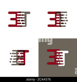 ET Buchstaben Logo mit Akzentgeschwindigkeit in drak rot und grau Stock Vektor