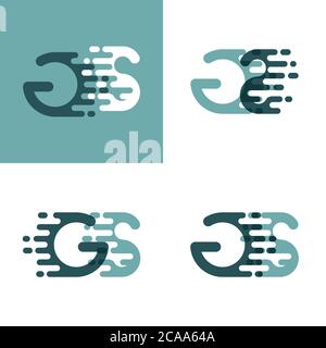 GS Buchstaben Logo mit Akzentgeschwindigkeit in grau und dunkelgrün Stock Vektor