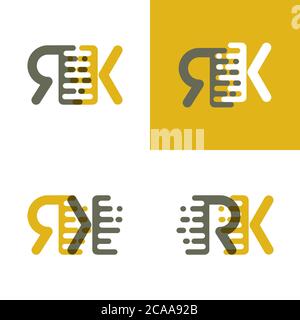 RK Buchstaben Logo mit Akzentgeschwindigkeit in braun und dunkelgelb Stock Vektor