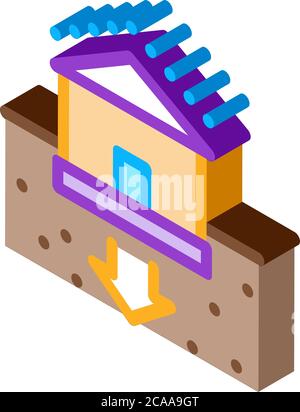 Haus Fundament durchgeht isometrische Symbol Vektor-Illustration Stock Vektor