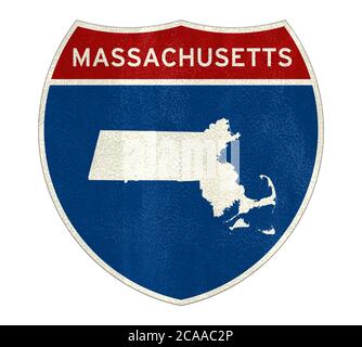 Massachusetts State Interstate Road Sign Stockfoto