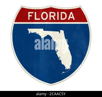 Florida Interstate Road Sign Karte Stockfoto