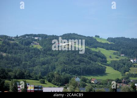 Maule Flugzeug startet vom Flughafen St. Gallen Altenrhein in der Schweiz Stockfoto