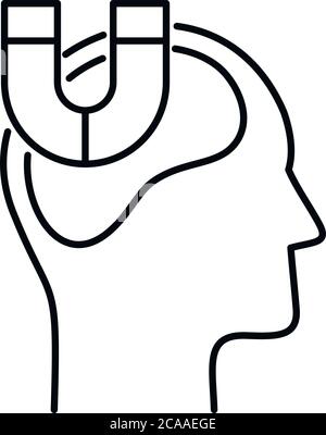 Symbol für Neuromarketing-Magnet. Umriss Neuromarketing Magnet Vektor-Symbol für Web-Design isoliert auf weißem Hintergrund Stock Vektor