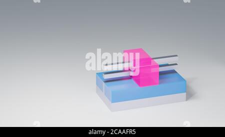 GAAFET (GAA FET, Nanodraht, Nanodraht) Transistor 3D-Rendermodell. Dieser Transistor wurde für neue Halbleiterchips und integrierte Schaltungen bei Nano verwendet Stockfoto