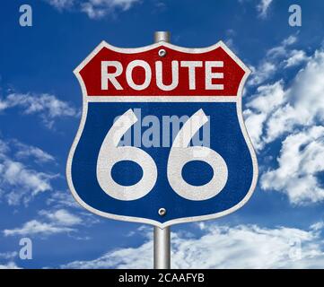 Route 66 - Straßenschild Stockfoto