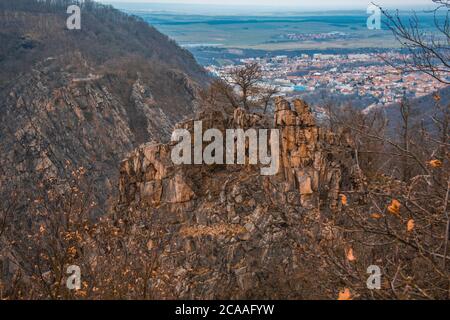 Wildes Bodetal vom Aussichtspunkt La Viershöhe im Nationalpark Harz in Deutschland Stockfoto