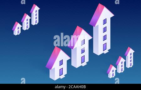 Pfeil nach oben mit Home-Effekt auf dunklem Hintergrund Stock Vektor