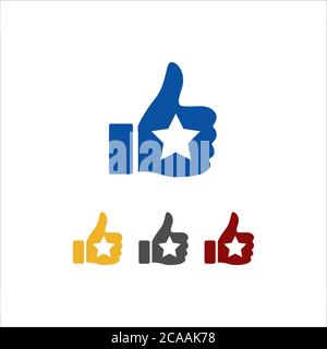 Daumen hoch Stern Vektor-Zeichen-Logo. Symbol für gute Bewertung Bewertung Erfolg und Qualität Stock Vektor