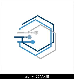 Abstrakt Cyber-Sicherheit Logo Design Vektor. dot Kreis digitale Verbindung Schild Vorlage. Stock Vektor