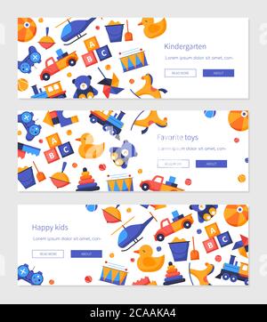 Happy Kids - Set von flachen Design-Stil Banner Stock Vektor