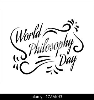 Handgezeichneter Schriftzug des World Philosophy Day Design Vektor Grafik Konzept Stock Vektor