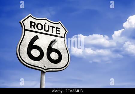 Legendäres Schild an der US Route 66 Stockfoto