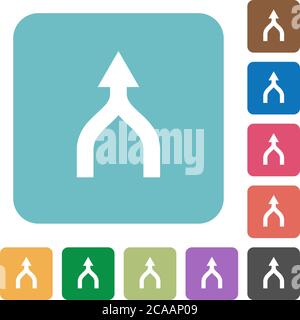 Pfeile nach oben weiße flache Symbole auf farbigen abgerundeten quadratischen Hintergründen zusammenführen Stock Vektor