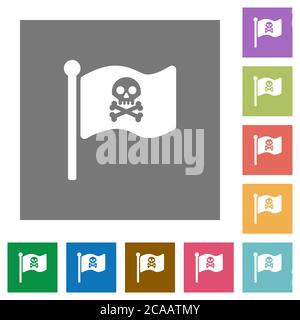 Pirate Flag flache Symbole auf einfache Farbe Quadrat Hintergründe Stock Vektor