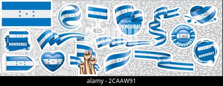 Vektor-Set der Nationalflagge von Guinea Bissau in verschiedenen kreativen Designs Stock Vektor