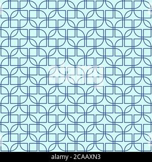 Nahtloses Linienmuster, abstrakter geometrischer Hintergrund in marineblau und türkis. Vektorgrafik. Stock Vektor