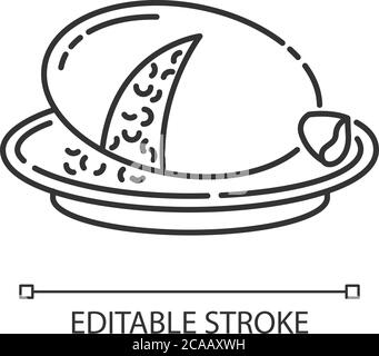 Haggis Pixel perfekte lineare Symbol. Schottisches herzhaftes Essen. Nationales Puddingrezept. Dünne Linie anpassbare Illustration. Kontursymbol. Vektor isoliert Stock Vektor