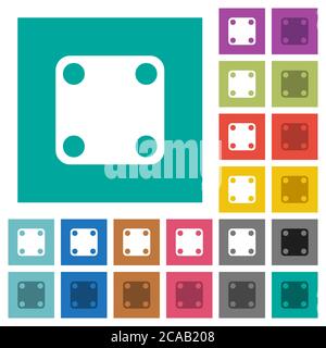 Domino vier mehrfarbige flache Symbole auf schlichten quadratischen Hintergründen. Weiße und dunklere Symbolvarianten für schwebe- oder aktive Effekte. Stock Vektor