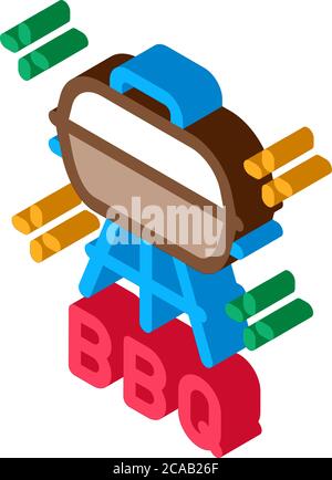 bbq Ausrüstung isometrische Symbol Vektor-Illustration Stock Vektor