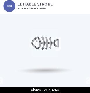 Fisch Knochen Icon Vektor, gefüllt flache Zeichen, solide Piktogramm isoliert auf weiß, Logo-Illustration. Fischknochen-Symbol für die Präsentation. Stock Vektor