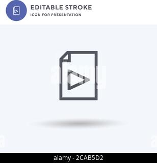 Video Datei Icon Vektor, gefüllt flache Zeichen, solides Piktogramm isoliert auf weiß, Logo Illustration. Symbol für Videodatei für Präsentation. Stock Vektor